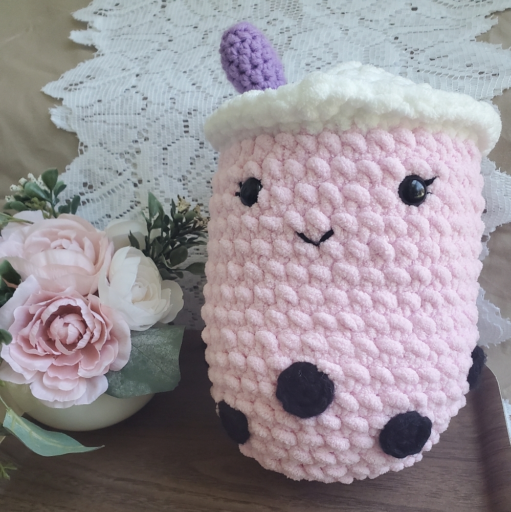 🧋Handmade Milk Tea Boba Crocheted Plushie - Picture 7 of 9